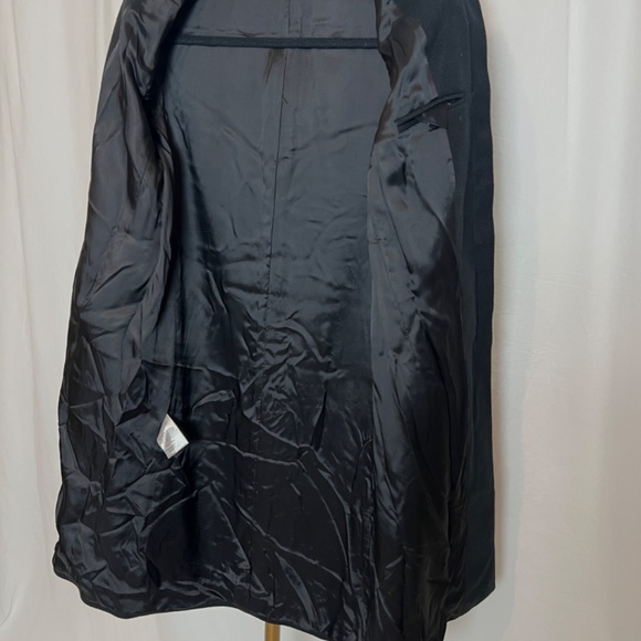 BYBLOS Rare Vintage Black Knee Length Zip Front Overcoat with Tunic Style Collar - Picture 8 of 12